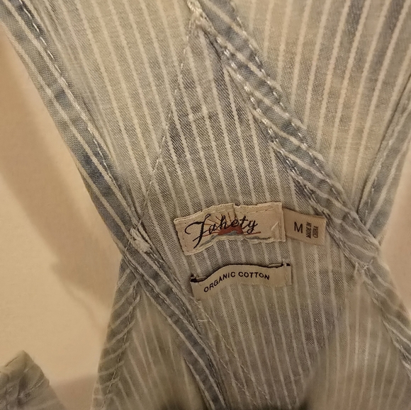 Faherty Mechanic Washed Striped Overalls Organic Cotton Medium - Picture 5 of 9